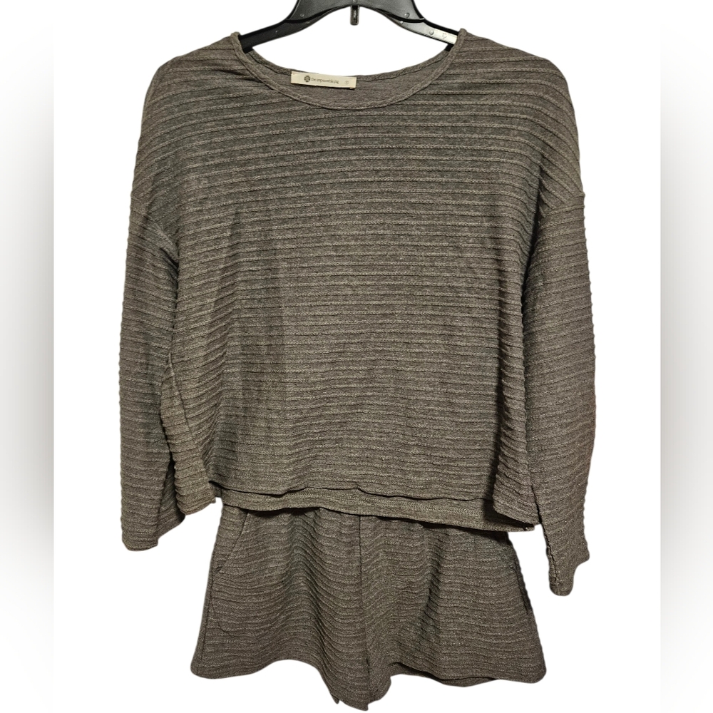 The Impeccable Pig Charcoal Ribbed Top & Shorts Small
